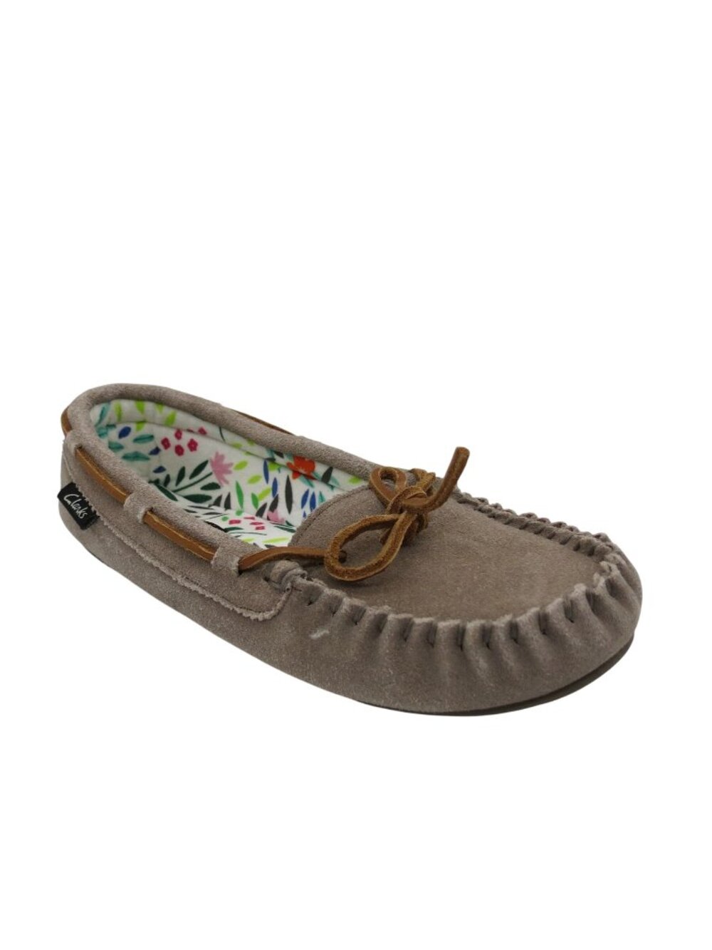 CLARKS Women's Gray Suede Bowknot Moccasin Slippers Size 8M